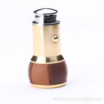 Glory walnut & brown leather Car Charger